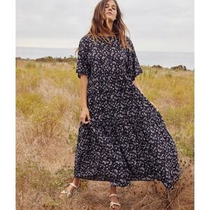 Christy Dawn Theo Dress in Amethyst Paisley Black Purple Size Medium Midi Dress